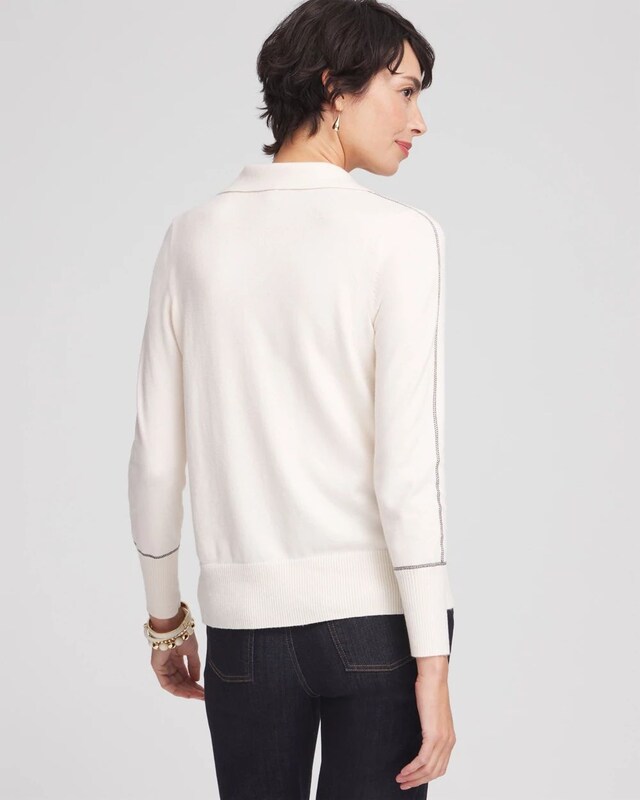 Open Collar Long Sleeve Sweater - image 3